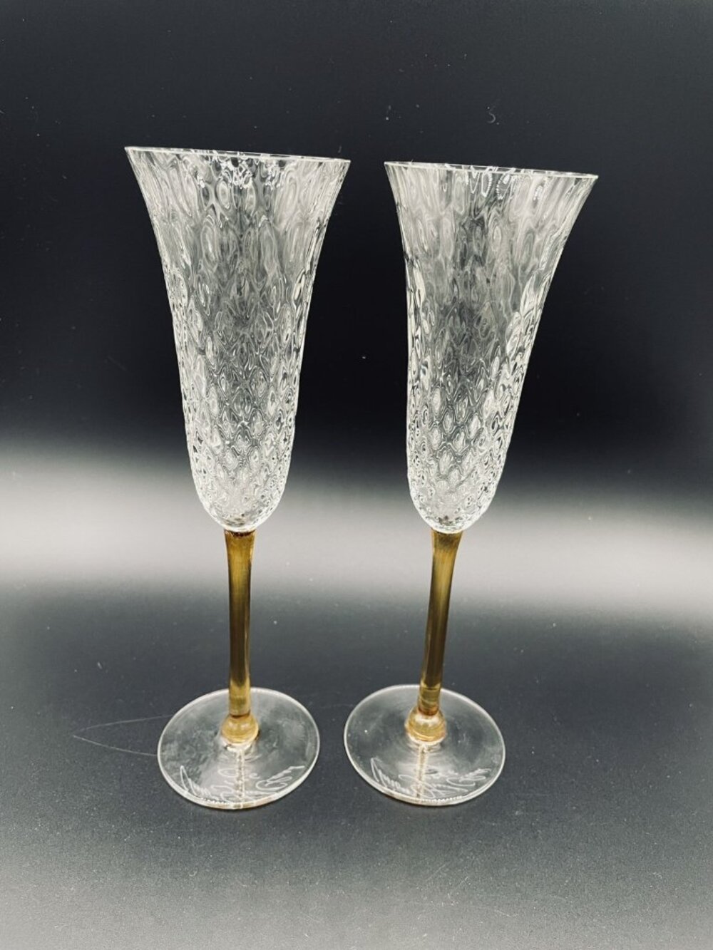 Union Street Glass Set of 2 Seville Claret Wine Stems Amber 8 3/4" Dated 1996 - Picture 2 of 6